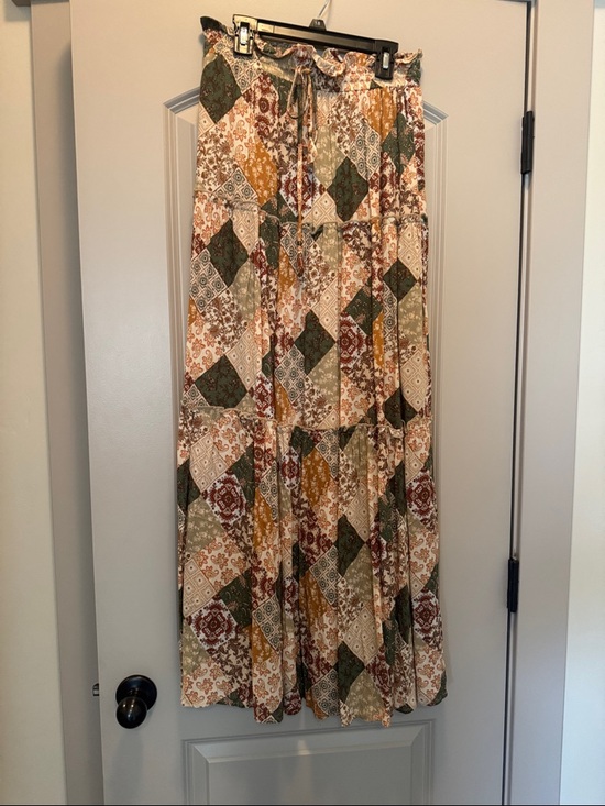 bohme Dresses & Skirts - bohme small Patchwork Tiered Maxi Skirt in Green, Mustard, Rust, Cream